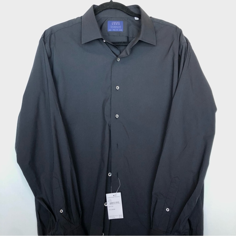 NWT Lorenzo Uomo long sleeve performance stretch trim fit shirt 17.5 X 34/35 - Picture 3 of 4